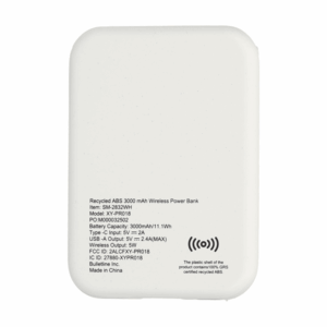 Recycled ABS 3000 mAh Wireless Power Bank - Image 2